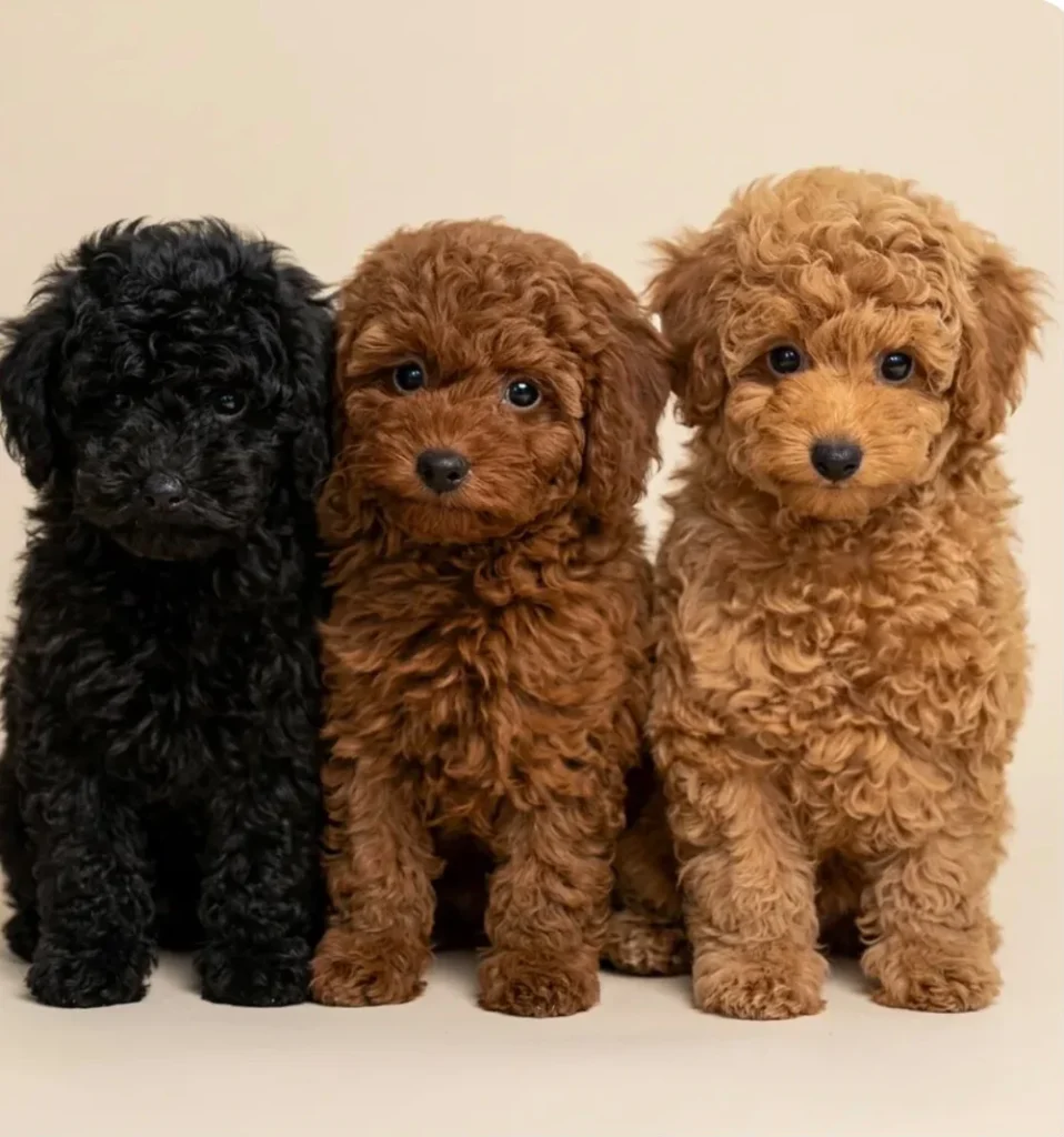 Poodle yavrular: Onix, Ateş, Kayısı